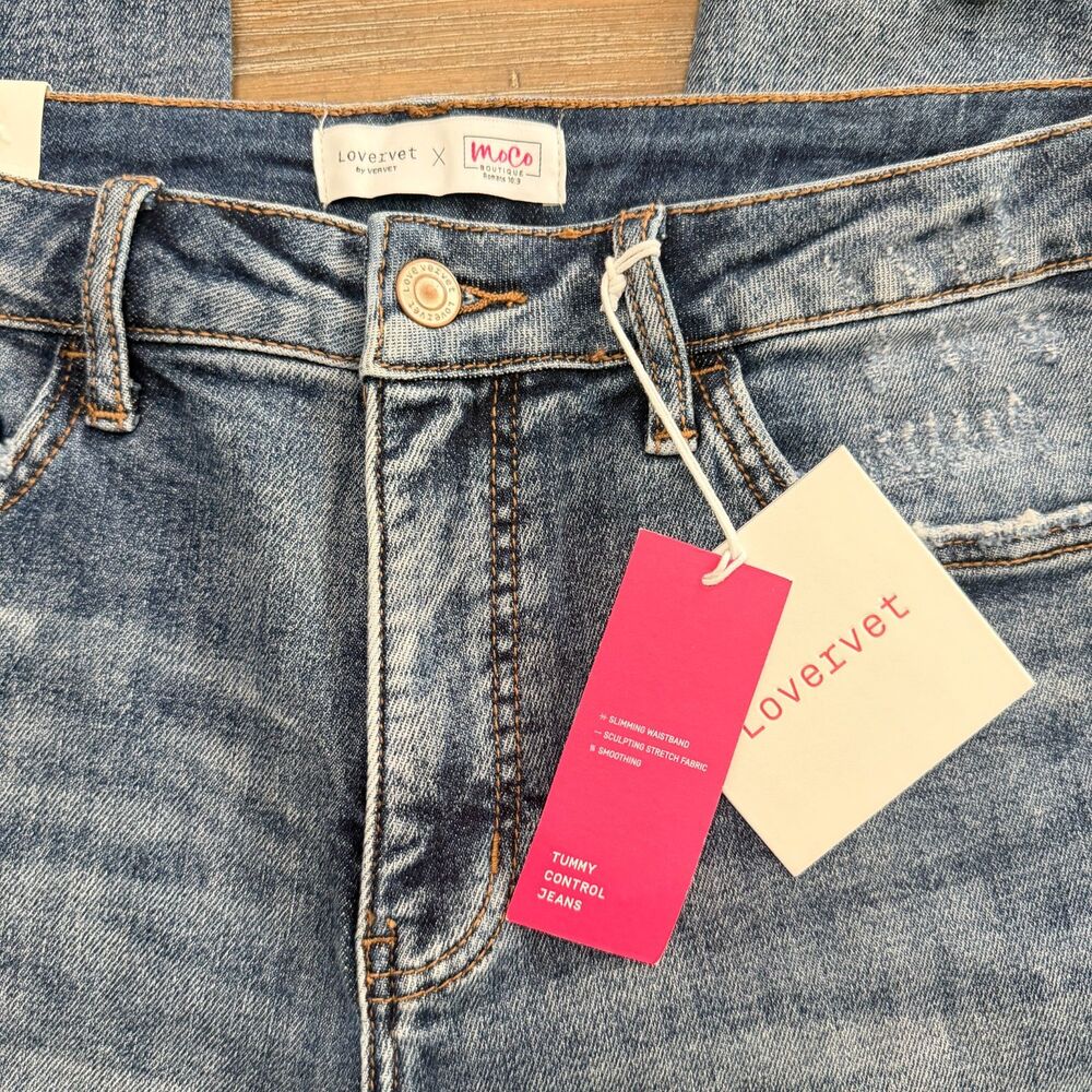 Forever 21 Women's Straight Leg Jeans with Frayed Hem - Medium Blue - Picture 9 of 10